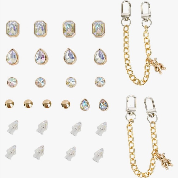 1 LEFT! Jibbitz stainless steel rhinestone,pearl &bear chain shoe charms (28)NWT - Picture 8 of 9